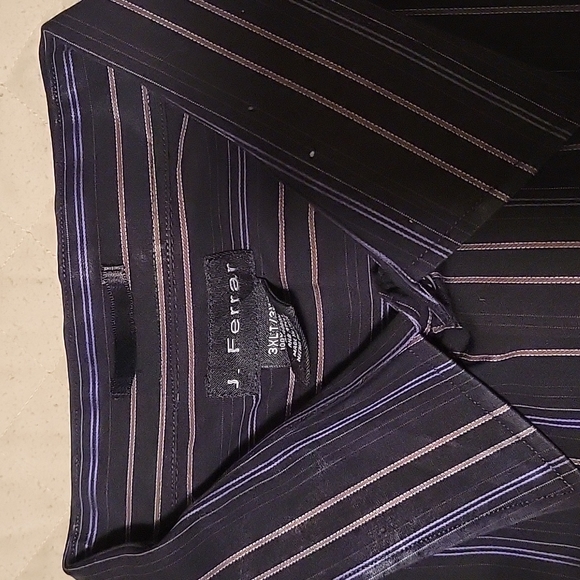 EUC J. Ferrar Dress Shirt Black Purple Stripes 3XLT - Picture 2 of 2